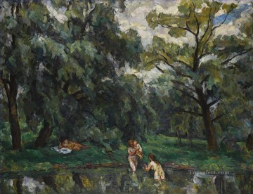 柳の下で水浴びする女性 ペトル・ペトロヴィッチ・コンチャロフスキー 森の木々の風景 Oil Paintings